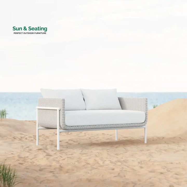 Kreios Outdoor Garden Balcony Sofa Set 2 Seater 2 Single seater and 1 Center Table With 1 Side Table Set (White) Sofa