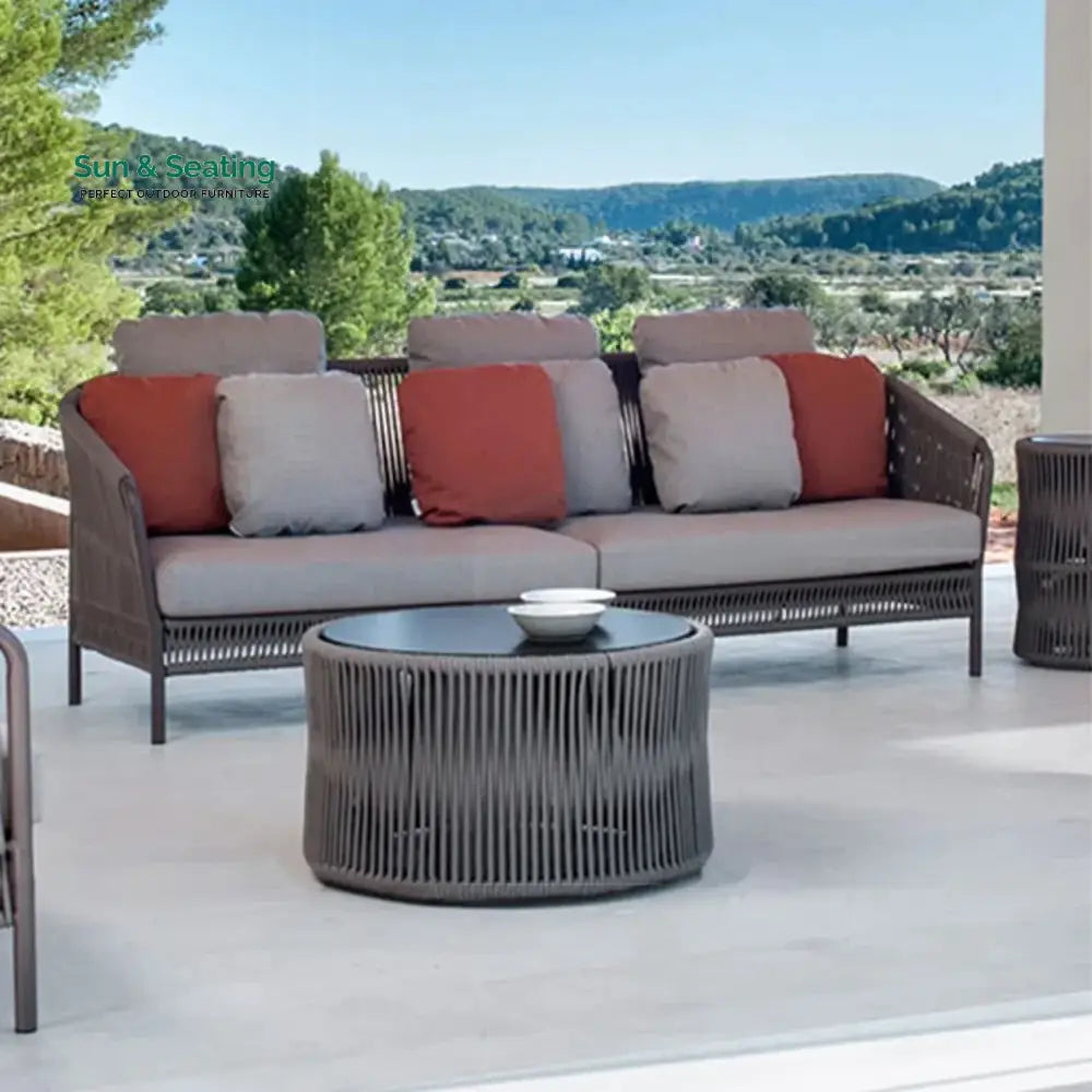 Krisha Outdoor 5 Seater Rope Patio Sofa Set with Center Table and Side Table Sofa Set