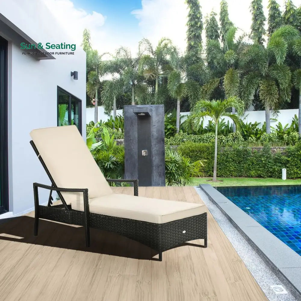 Kuel Outdoor Swimming Poolside Lounger (Black) Loungers