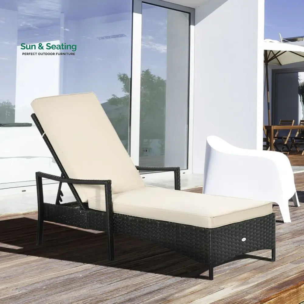 Kuel Outdoor Swimming Poolside Lounger (Black) Loungers