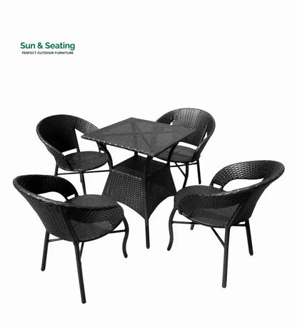 Labon Outdoor Patio Seating Set 4 Chairs and 1 Table Set (Black) Coffee Table Sets