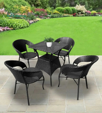 Labon Outdoor Patio Seating Set 4 Chairs and 1 Table Set (Black) Coffee Table Sets