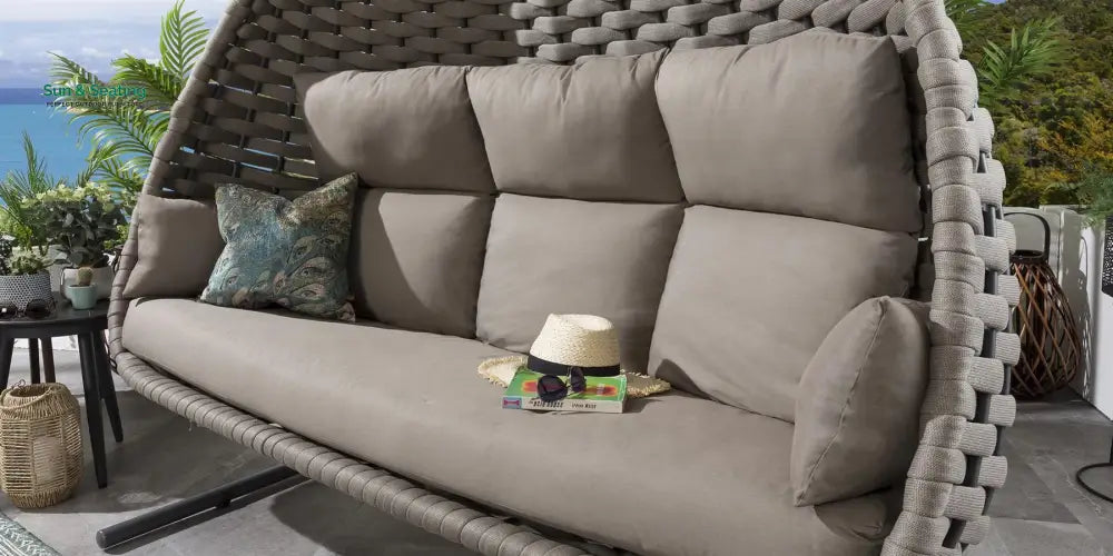 Lace Three Seater Hanging Swing With Stand For Balcony Garden Swing (Silk Grey) Braid & Rope Swings