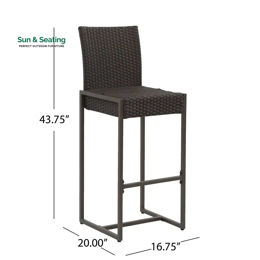 Ladanza Outdoor Patio Bar Chair 4 Chairs For Balcony (Brown) Bar Sets