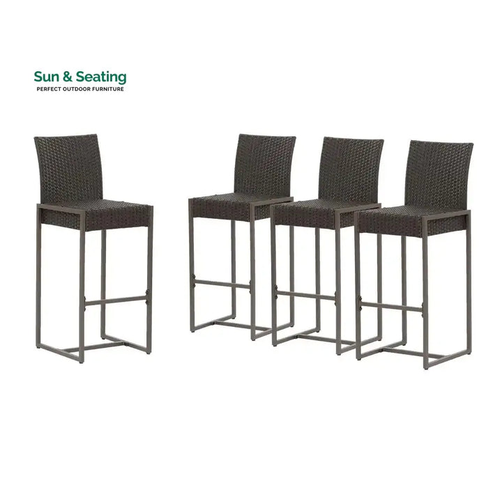 Ladanza Outdoor Patio Bar Chair 4 Chairs For Balcony (Brown) Bar Sets