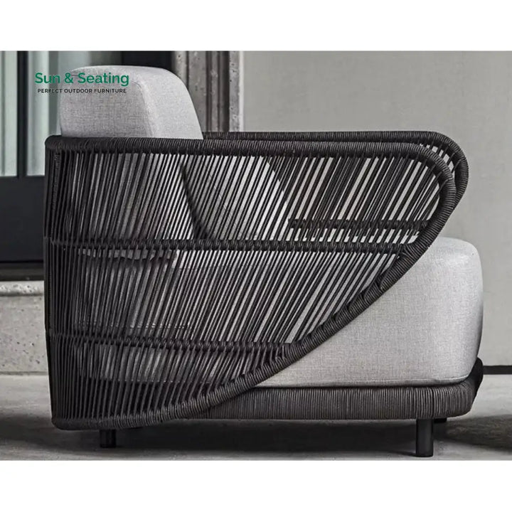 Laken Outdoor Rope 4 Seater Sofa Set With Glass Top Tables Sofa Set