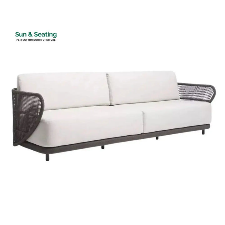 Laken Outdoor Rope 4 Seater Sofa Set With Glass Top Tables Sofa Set