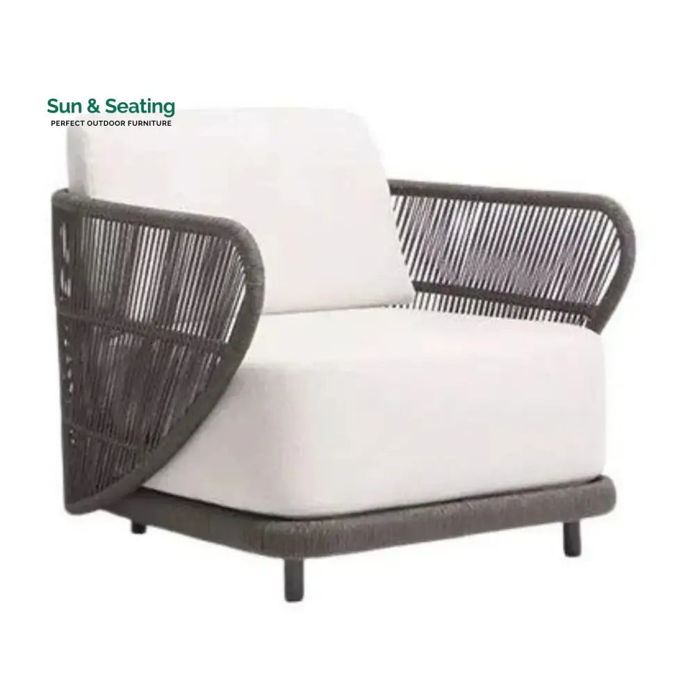 Laken Outdoor Rope 4 Seater Sofa Set With Glass Top Tables Sofa Set