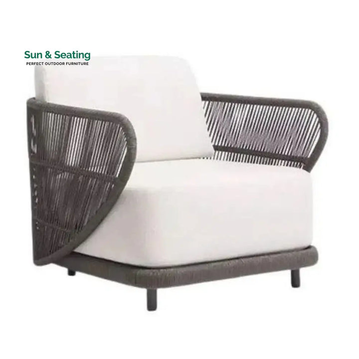 Laken Outdoor Rope 4 Seater Sofa Set With Glass Top Tables Sofa Set