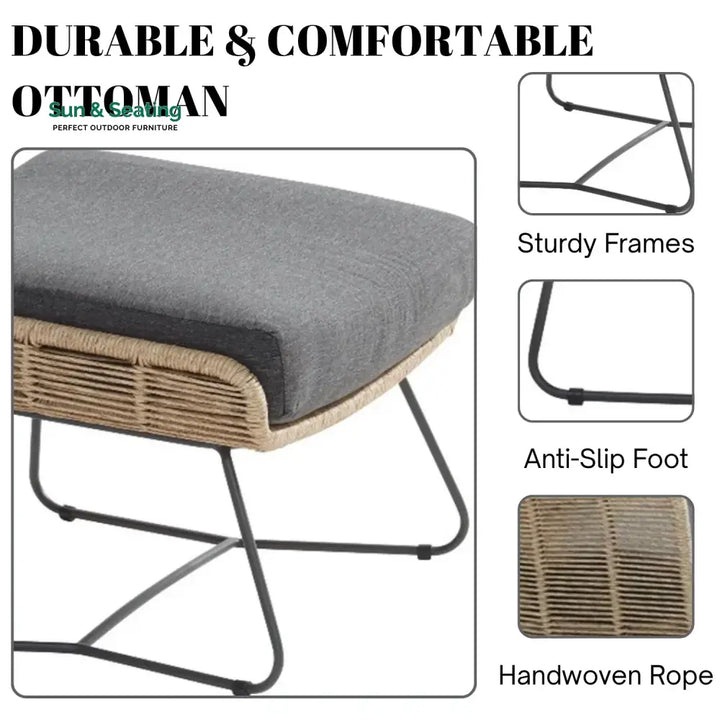 Lamees Outdoor All-Weather Rope Footstool Footrest