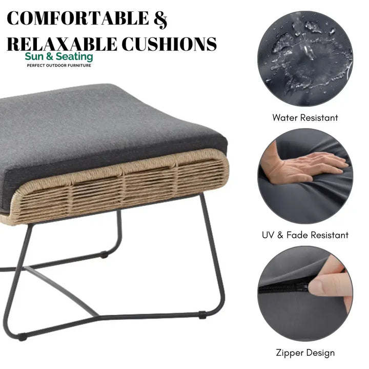 Lamees Outdoor All-Weather Rope Footstool Footrest