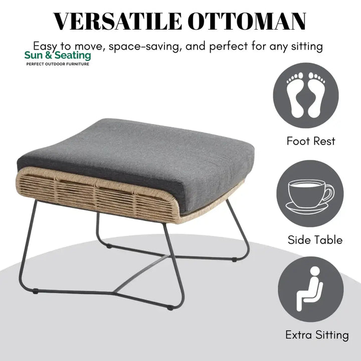 Lamees Outdoor All-Weather Rope Footstool Footrest