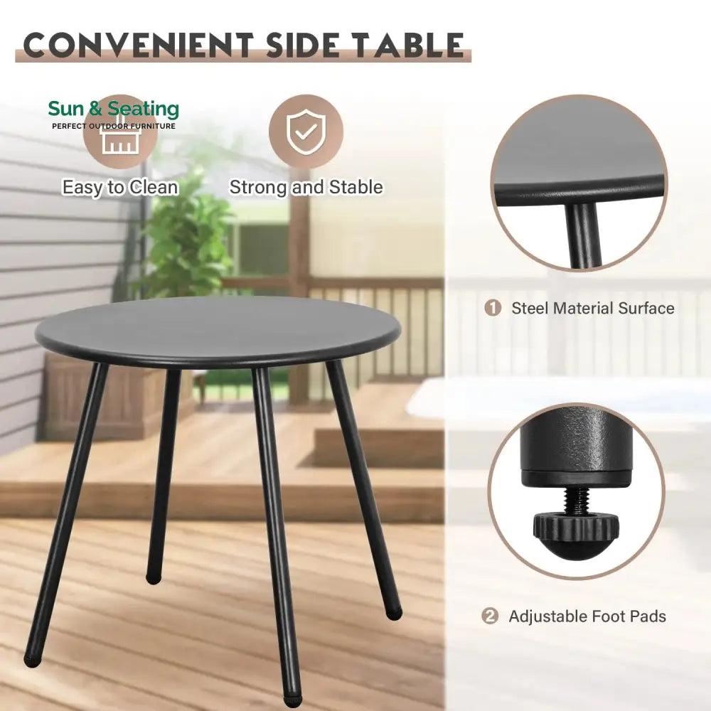 Lanx Outdoor Patio Seating Set 2 Chairs and 1 Table Set (Black) Coffee Table Sets