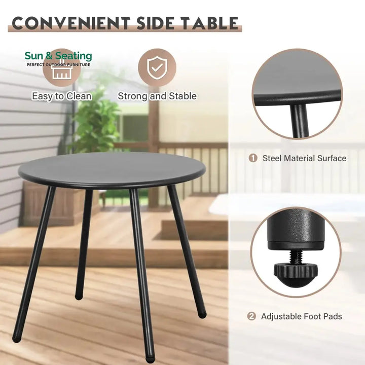 Lanx Outdoor Patio Seating Set 2 Chairs and 1 Table Set (Black) Coffee Table Sets