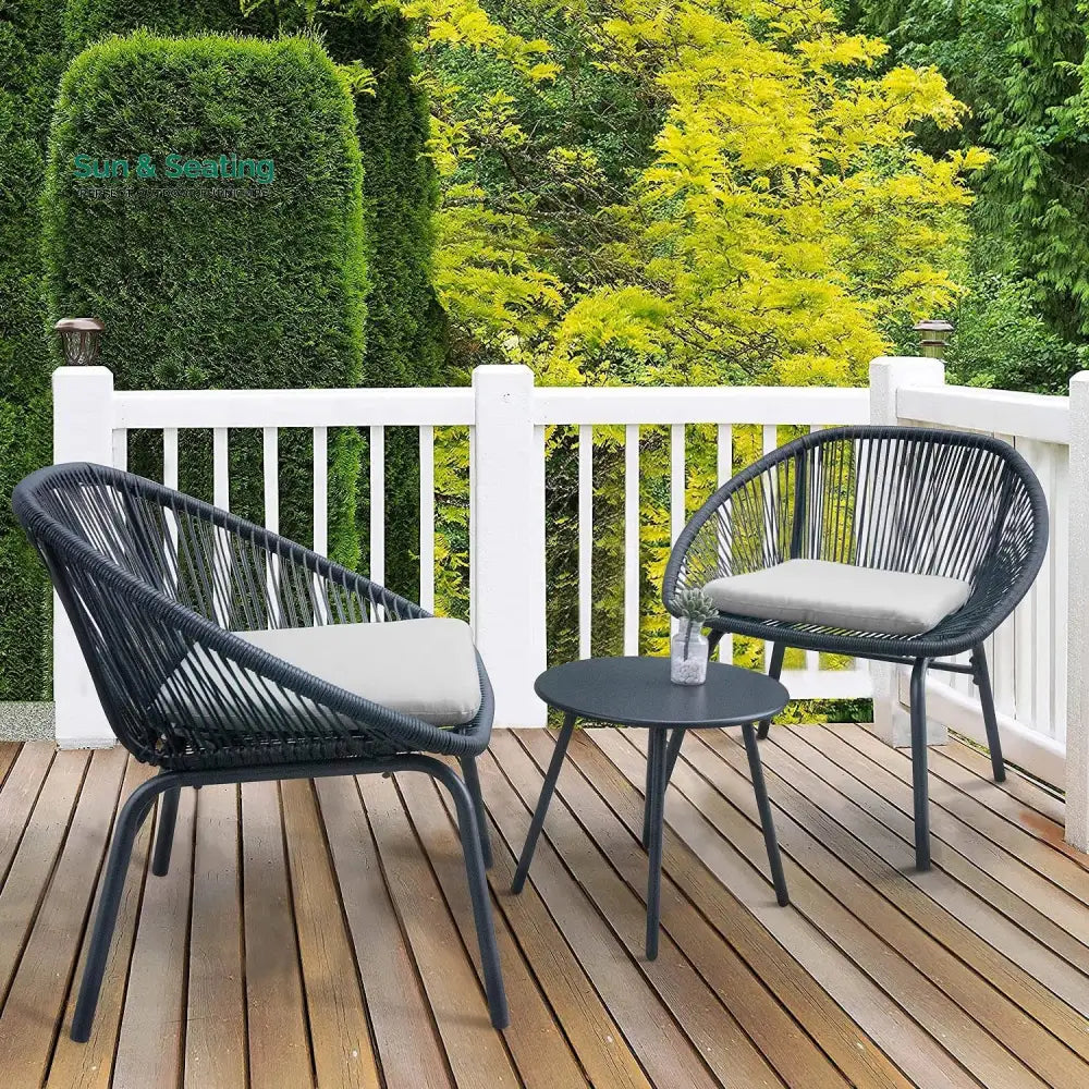 Lanx Outdoor Patio Seating Set 2 Chairs and 1 Table Set (Black) Coffee Table Sets