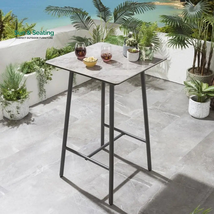 Lario Outdoor Patio Bar Set 2 Chairs and 1 Table Set Braided &amp; Rope (Beige) Bar Sets