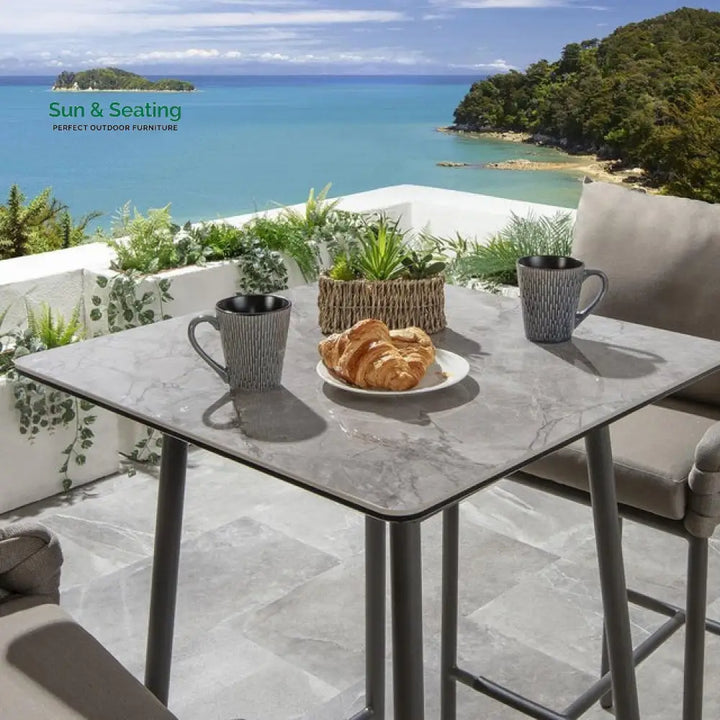 Lario Outdoor Patio Bar Set 2 Chairs and 1 Table Set Braided &amp; Rope (Beige) Bar Sets