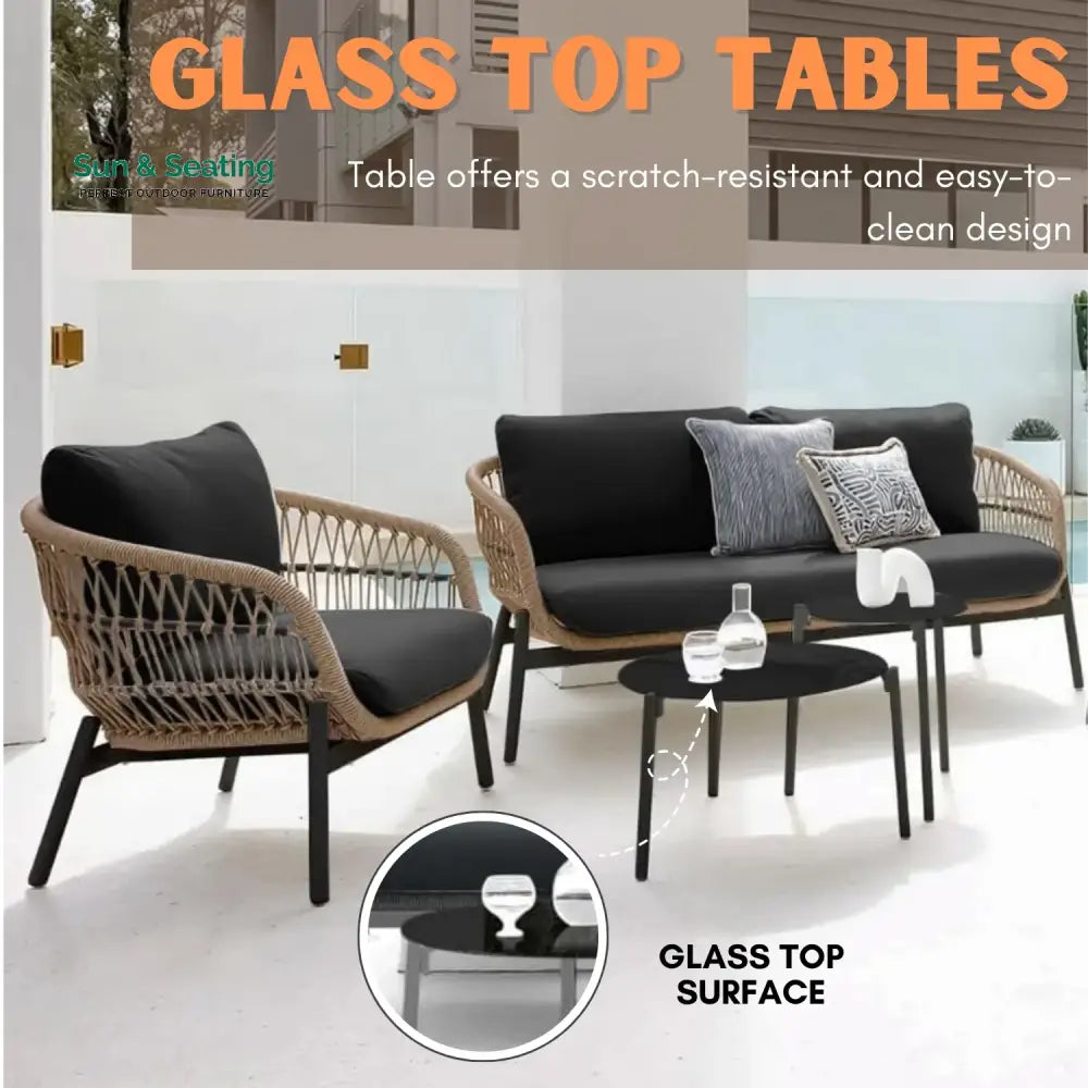 Latika Outdoor 4 Seater Rope Conversation Sofa Set Sofa Set