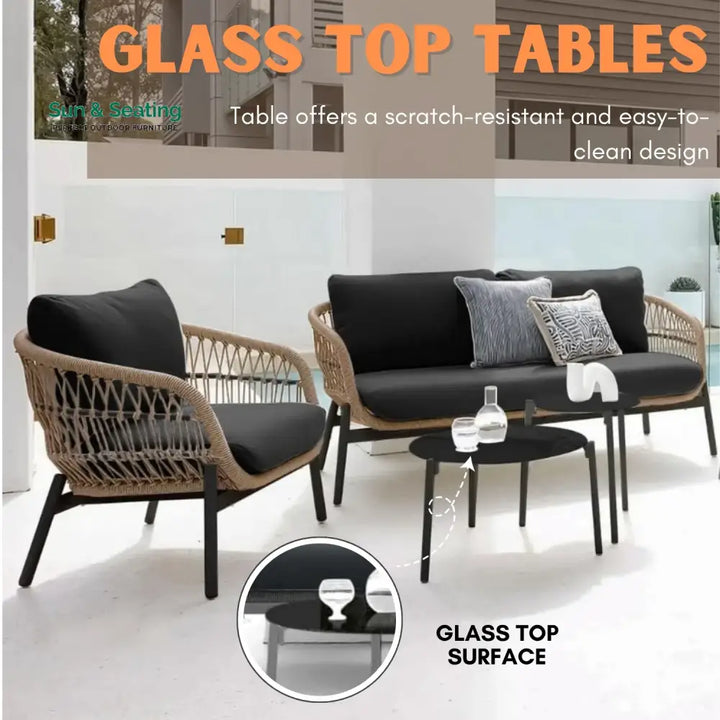Latika Outdoor 4 Seater Rope Conversation Sofa Set Sofa Set