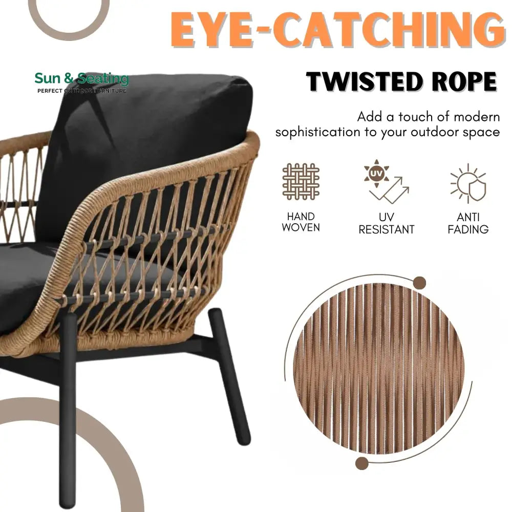 Latika Outdoor 4 Seater Rope Conversation Sofa Set Sofa Set