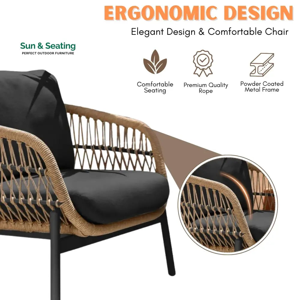 Latika Outdoor 4 Seater Rope Conversation Sofa Set Sofa Set