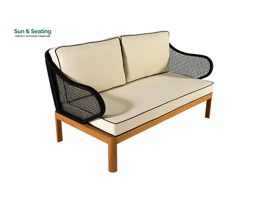 Laur Outdoor Sofa Set 2 Seater 2 Single seater and 1 Center Table (Black + Beige) Braided &amp; Rope Sofa Sets