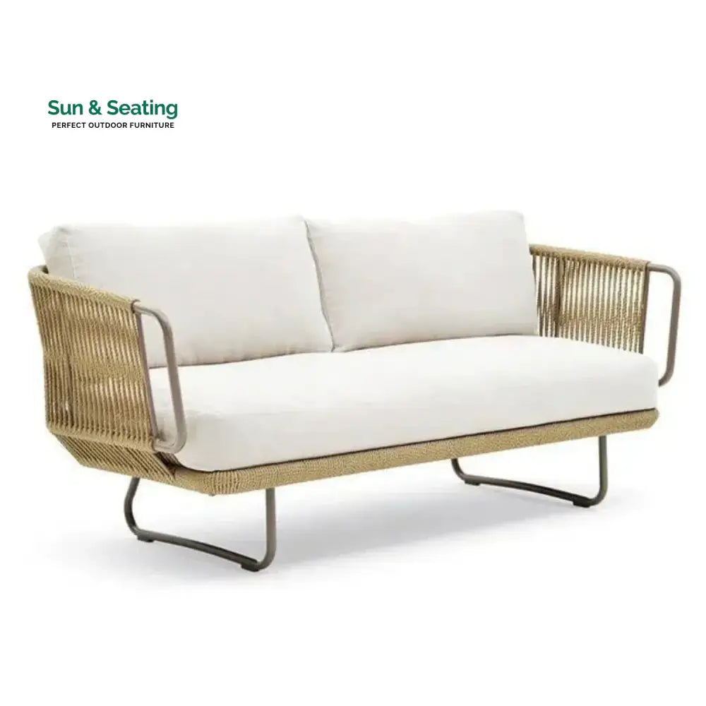 Lavika Outdoor 5pcs All-Weather Rope Sofa Set with Cushions (Beige &amp; White) Sofa Set