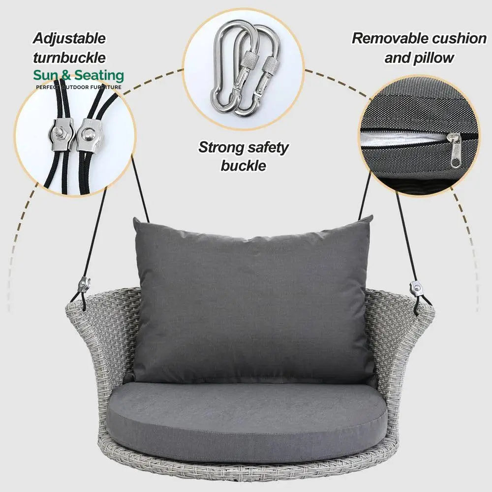 Ledger Single Seater Hanging Swing Without Stand For Balcony Garden Swing (Grey) Swings