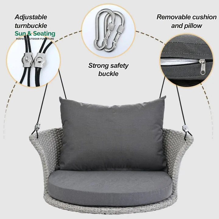 Ledger Single Seater Hanging Swing Without Stand For Balcony Garden Swing (Grey) Swings