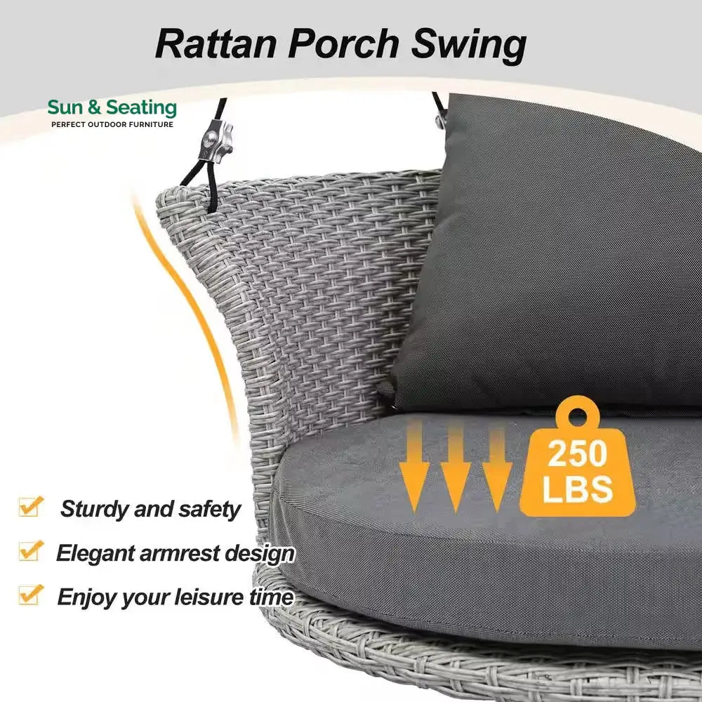 Ledger Single Seater Hanging Swing Without Stand For Balcony Garden Swing (Grey) Swings