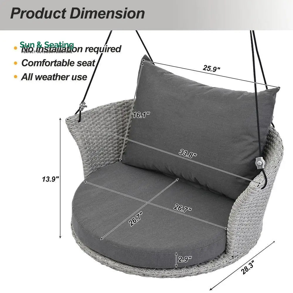 Ledger Single Seater Hanging Swing Without Stand For Balcony Garden Swing (Grey) Swings