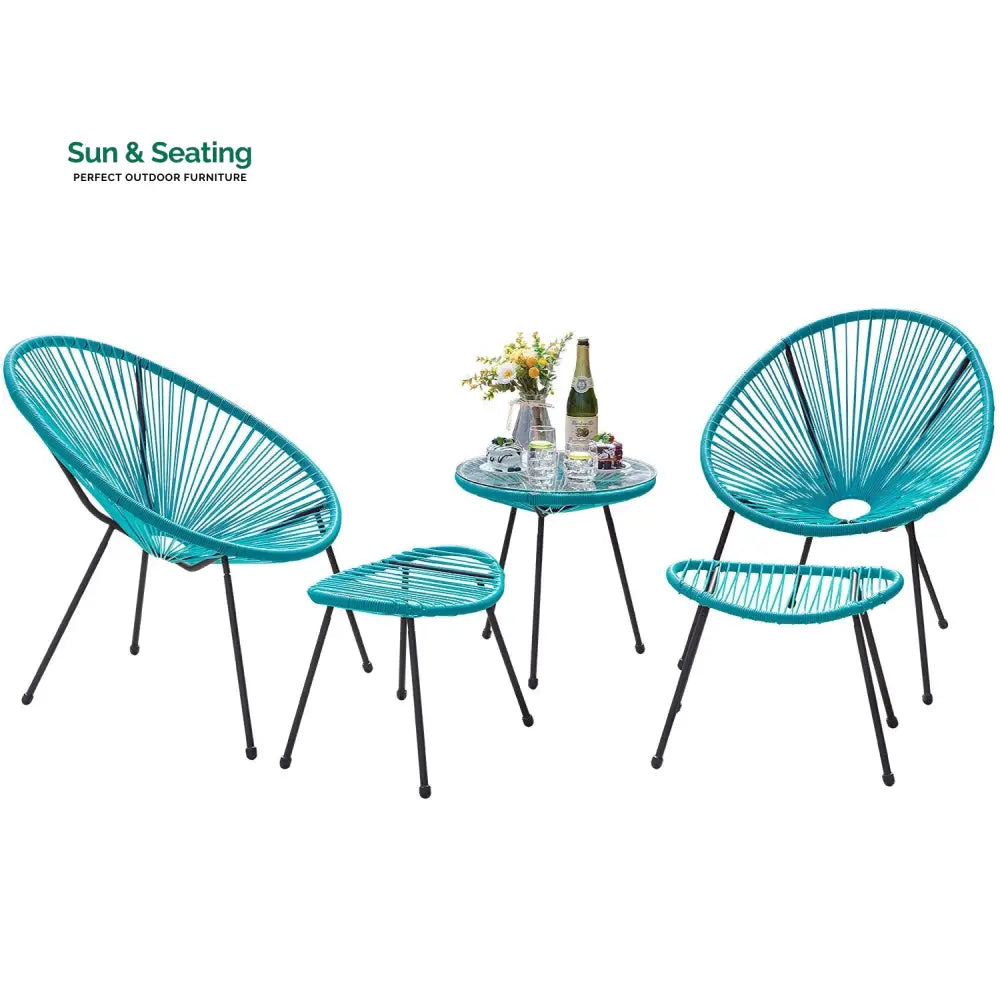 Legacy Outdoor Patio Seating Set 2 Chairs and 1 Table Set (Blue) Coffee Table Sets