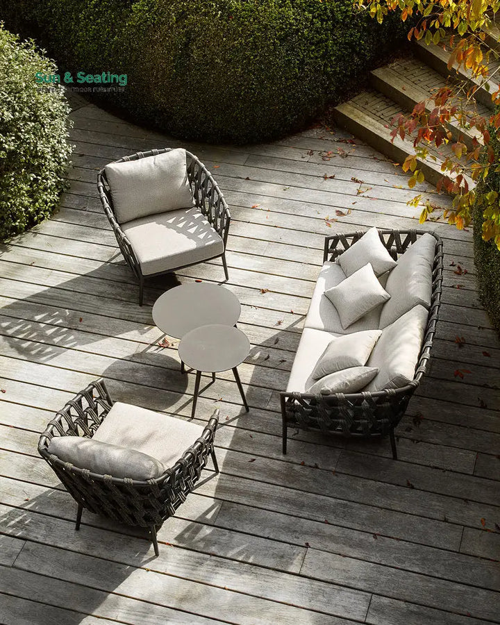 Legion Outdoor Sofa Set 2 Seater 2 Single seater and 2 Center Table Set (Dark Grey) Braided &amp; Rope Sofa Sets