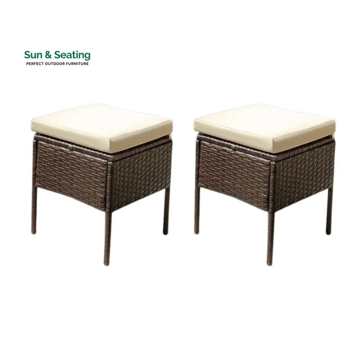 Lei 6 Piece Outdoor Patio Furniture Set (Dark Brown &amp; Cream) Sofa Set