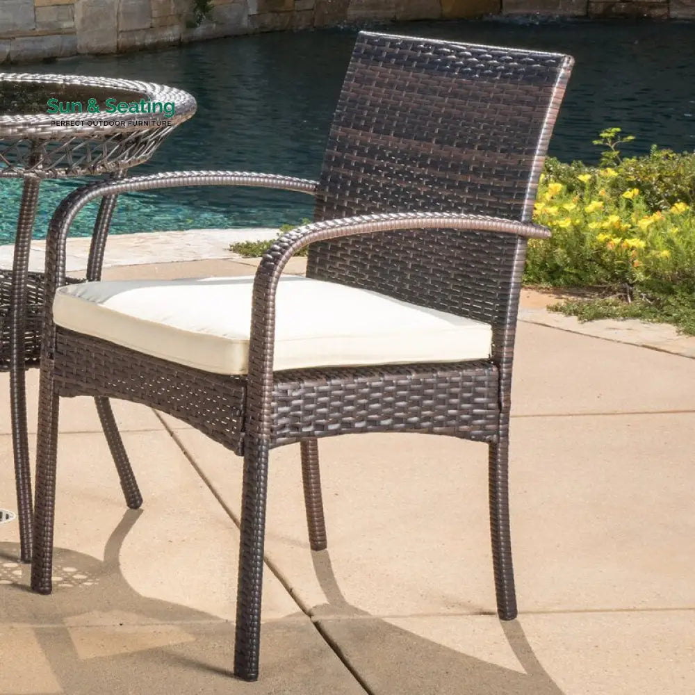 Lema Outdoor Patio Seating Set 2 Chairs and 1 Table Set (Brown) Coffee Table Sets