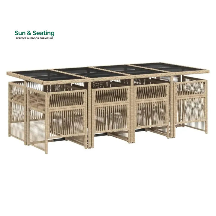 Lene Outdoor Rattan Wicker Dinning Set 9-Piece Dining Set
