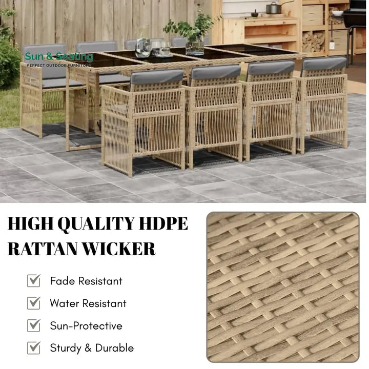 Lene Outdoor Rattan Wicker Dinning Set 9-Piece Dining Set
