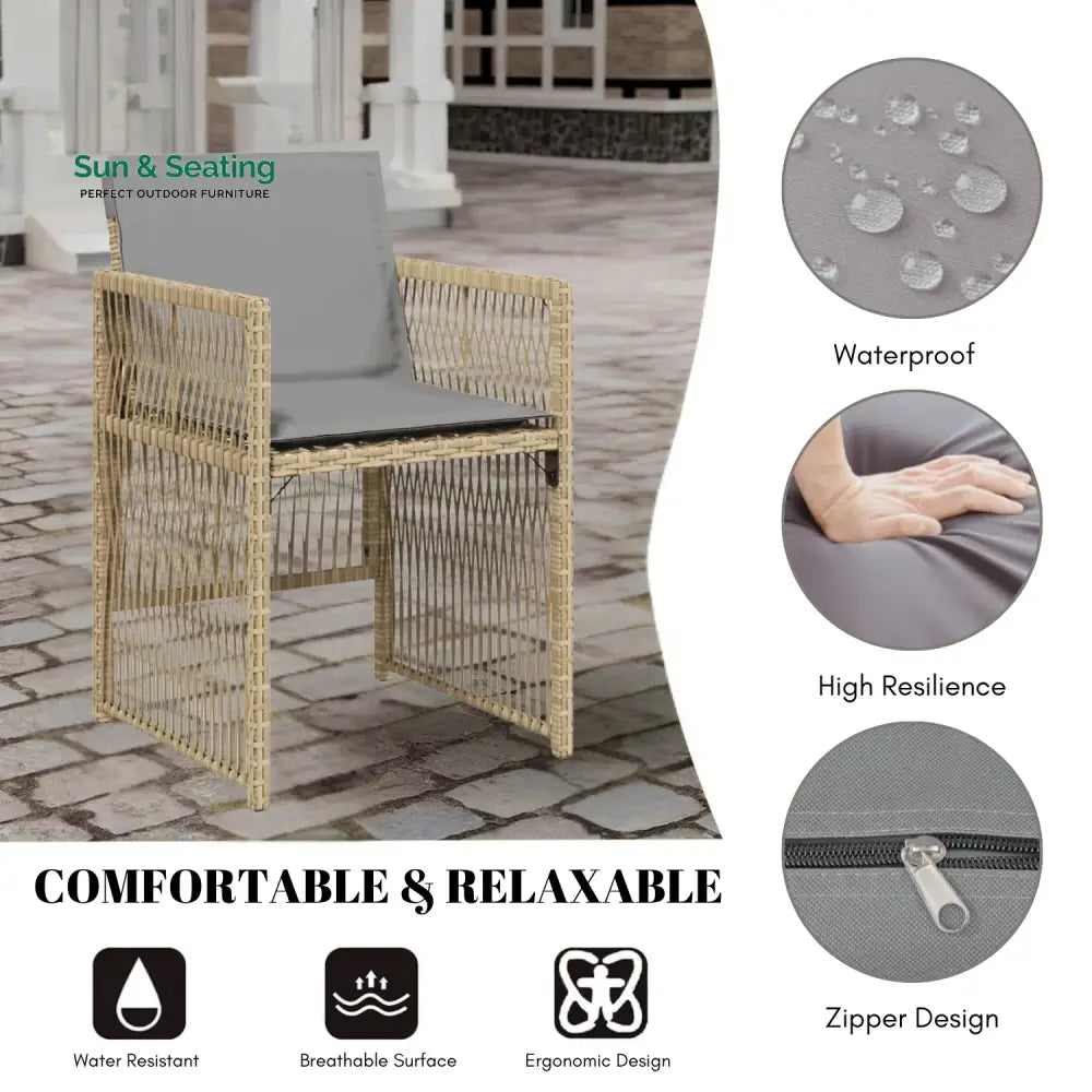 Lene Outdoor Rattan Wicker Dinning Set 9-Piece Dining Set