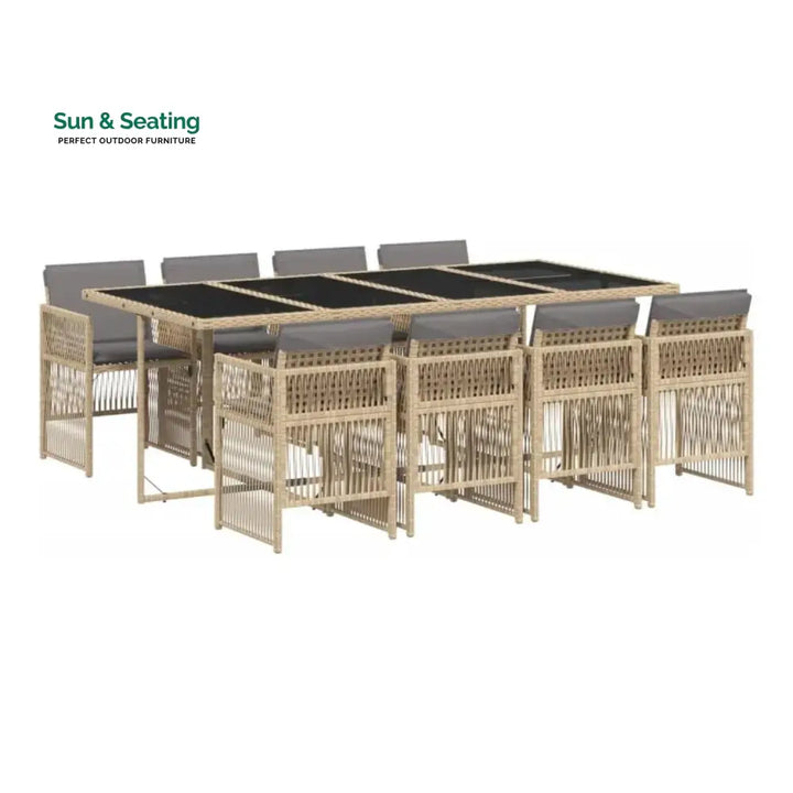 Lene Outdoor Rattan Wicker Dinning Set 9-Piece Dining Set