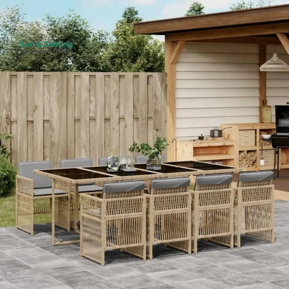 Lene Outdoor Rattan Wicker Dinning Set 9-Piece Dining Set