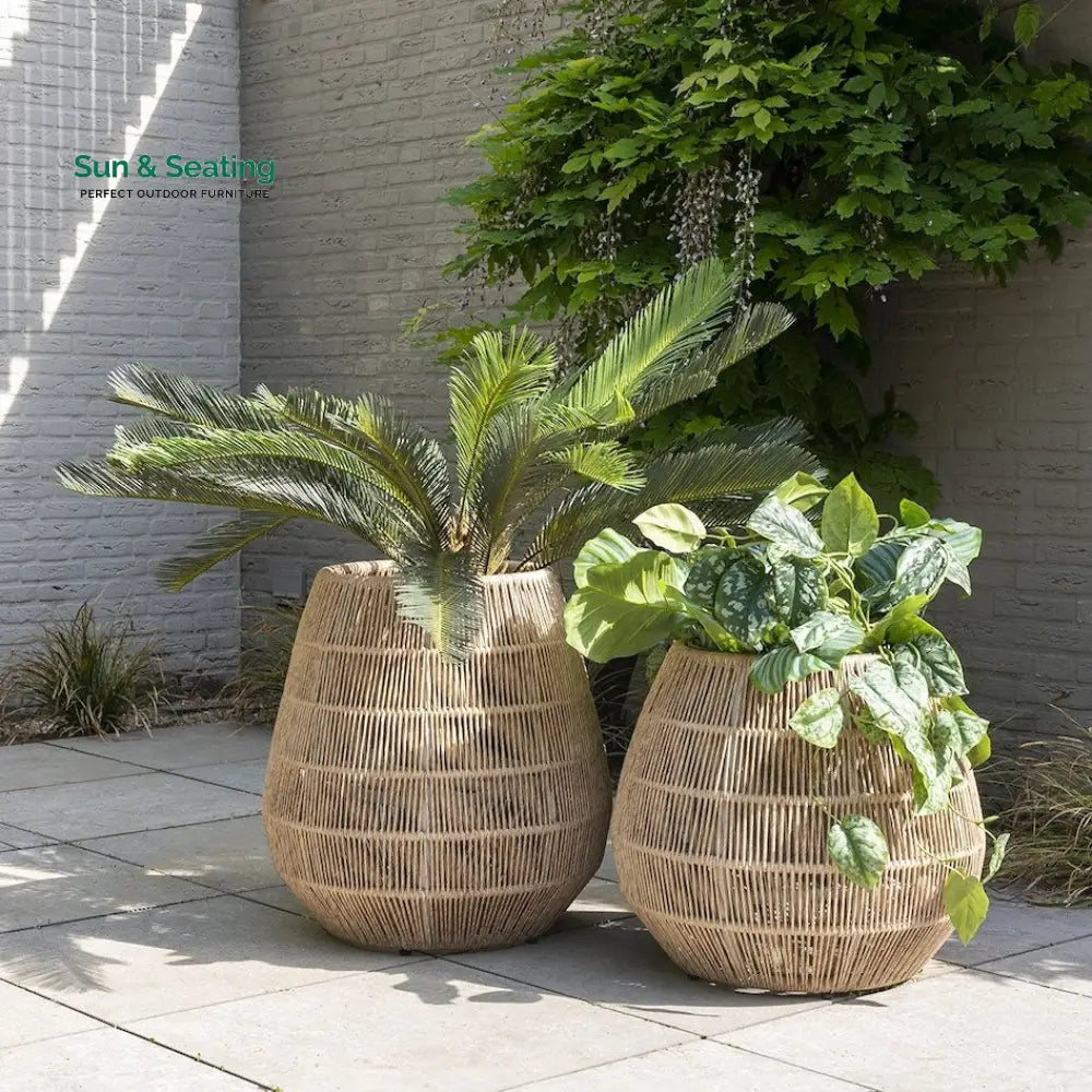 Lenki Outdoor Planters For Garden Balcony (Tan) Braided &amp; Rope Planter