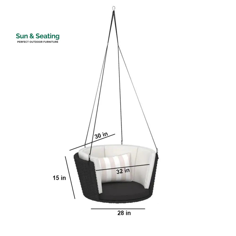 Leone Single Seater Hanging Swing Without Stand For Balcony Garden Swing (Black) Swings