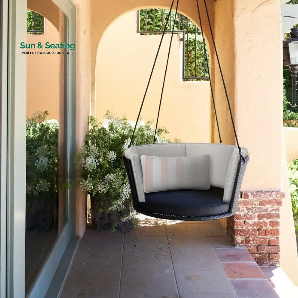 Leone Single Seater Hanging Swing Without Stand For Balcony Garden Swing (Black) Swings