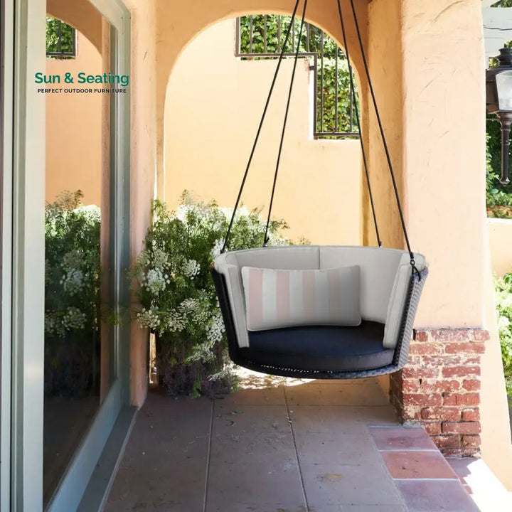 Leone Single Seater Hanging Swing Without Stand For Balcony Garden Swing (Black) Swings