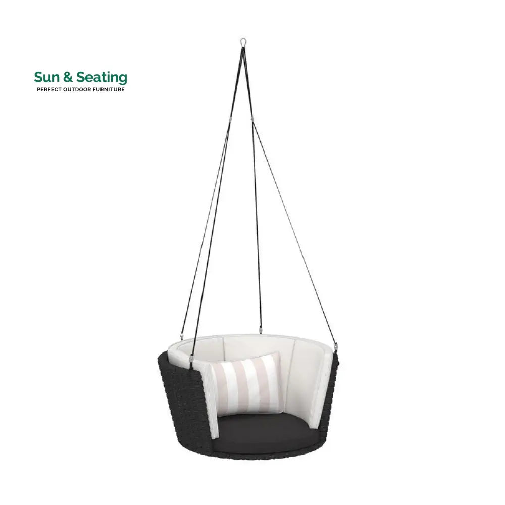 Leone Single Seater Hanging Swing Without Stand For Balcony Garden Swing (Black) Swings