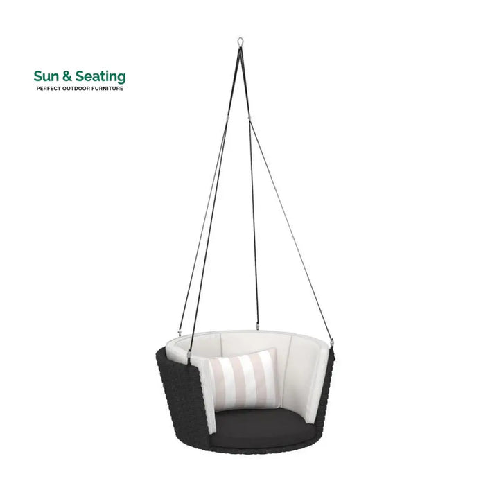 Leone Single Seater Hanging Swing Without Stand For Balcony Garden Swing (Black) Swings