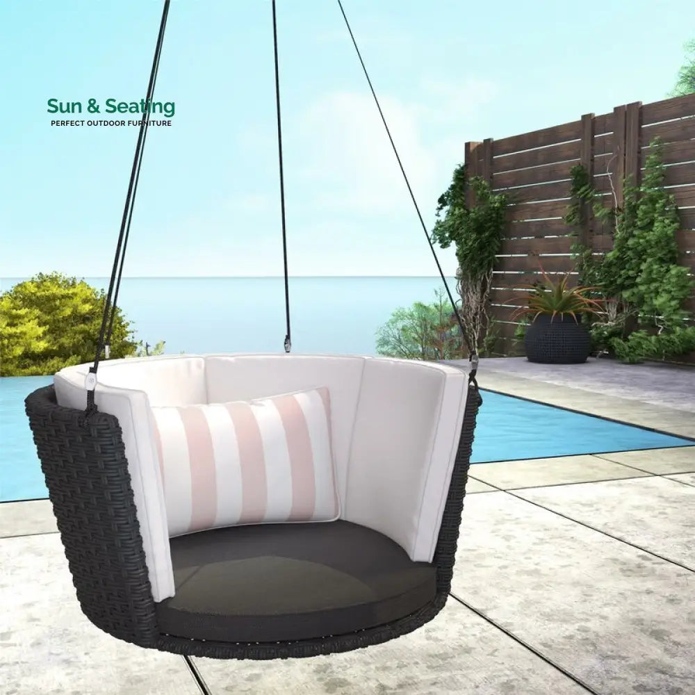 Leone Single Seater Hanging Swing Without Stand For Balcony Garden Swing (Black) Swings