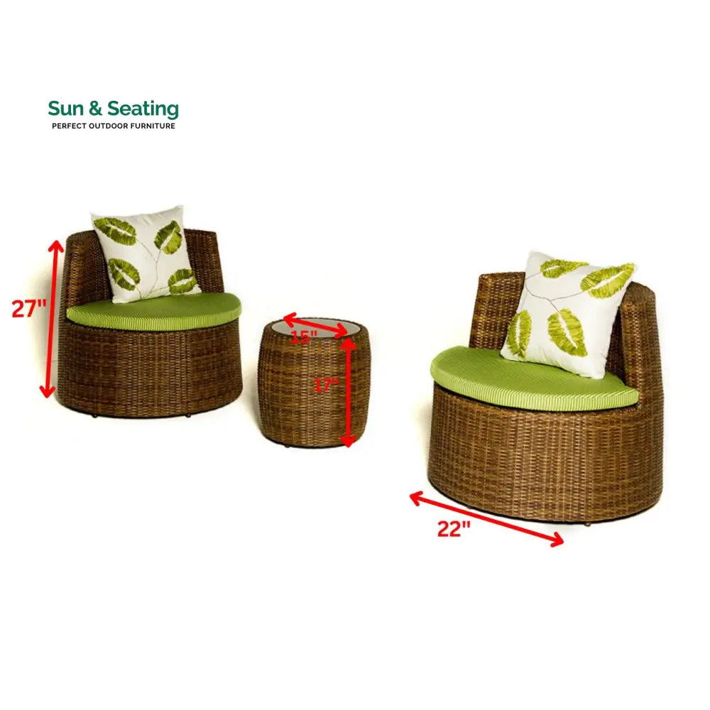 Leonora Outdoor Patio Sofa Set 2 Single Seater and 1 Table (Brown) Sofa Sets