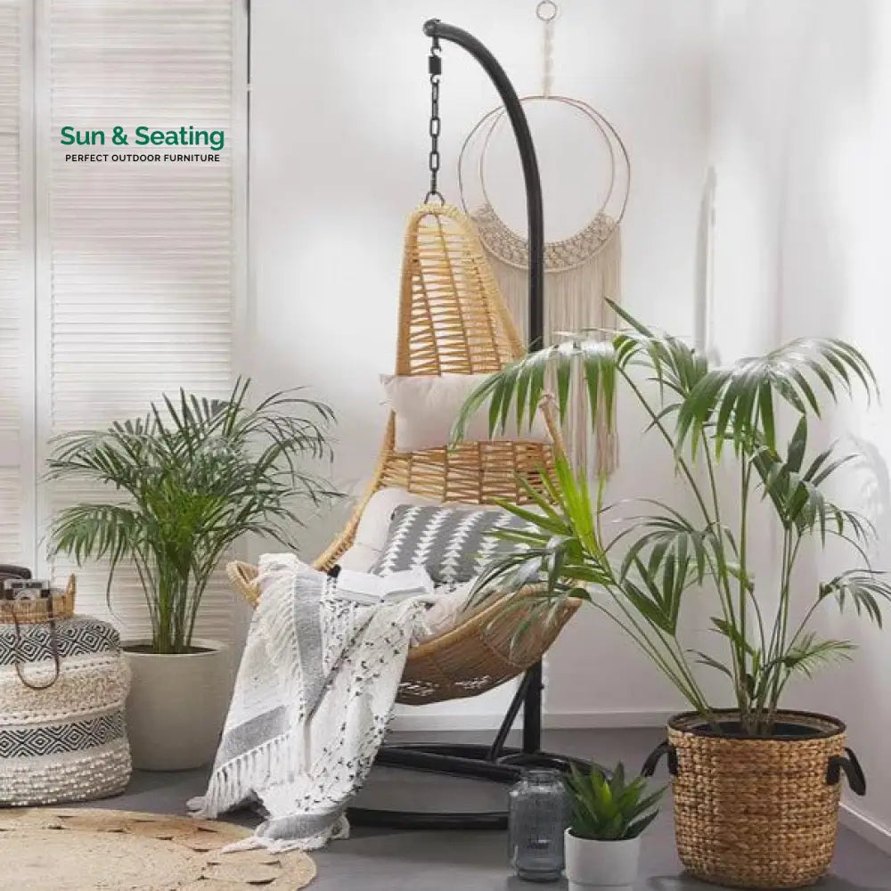 Leonzio Single Seater Hanging Swing With Stand For Balcony Garden Swing (Gold) Swings