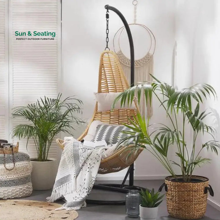 Leonzio Single Seater Hanging Swing With Stand For Balcony Garden Swing (Gold) Swings